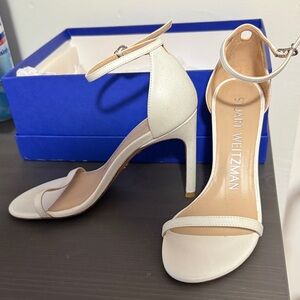 Stuart Weitzman Cream Ankle Strap Heels